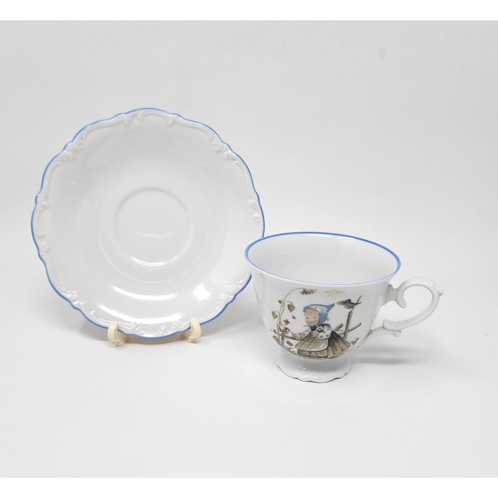 Vtg Sister Berta Hummel Originals Porcelain Footed Teacup w Saucer West Germany